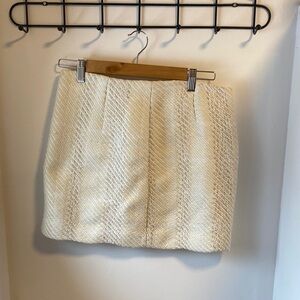 H&M Cream Textured Mini Skirt - Woven Pattern